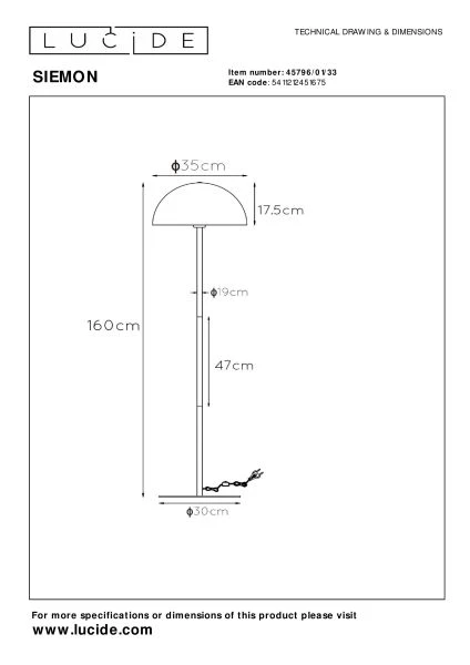 Lucide SIEMON - Vloerlamp - Ø 35 cm - 1xE27 - Groen - technisch